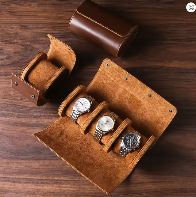 Étui de Voyage pour Montres en Cuir – Rouleau de Transport avec Coussinets Amovibles
