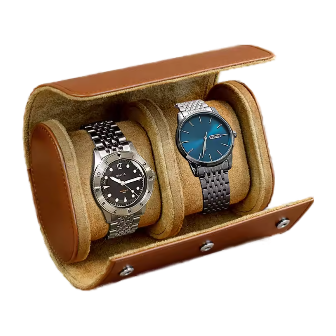 Étui de Voyage pour Montres en Cuir – Rouleau de Transport avec Coussinets Amovibles
