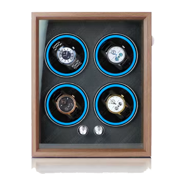 Remontoir 4 Montres Automatiques – Coffret Bois avec Éclairage LED